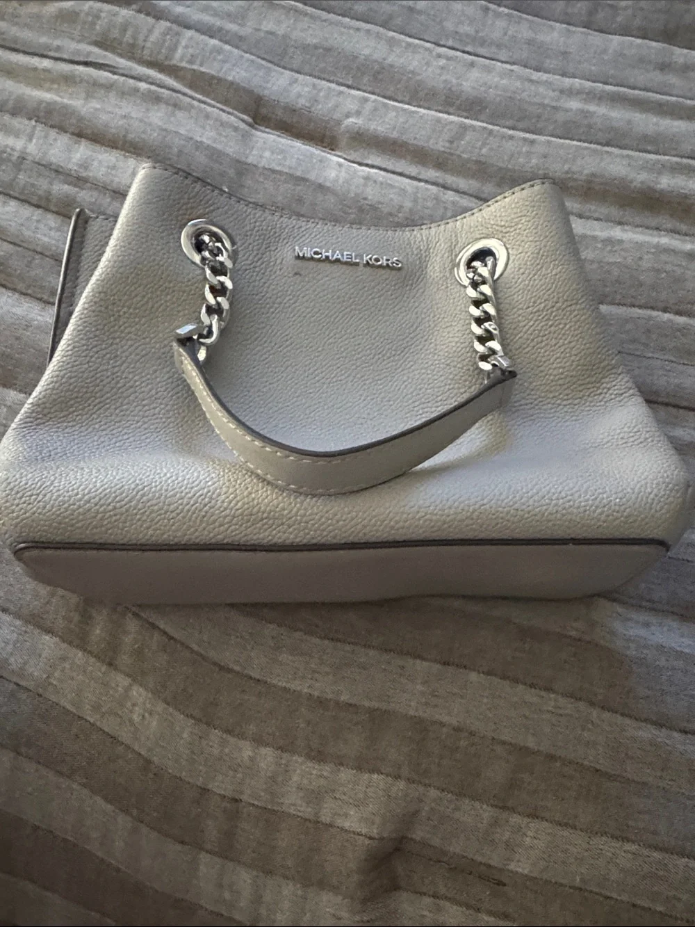 Michael Kors Gray Leather Chain-Handle Shoulder Bag